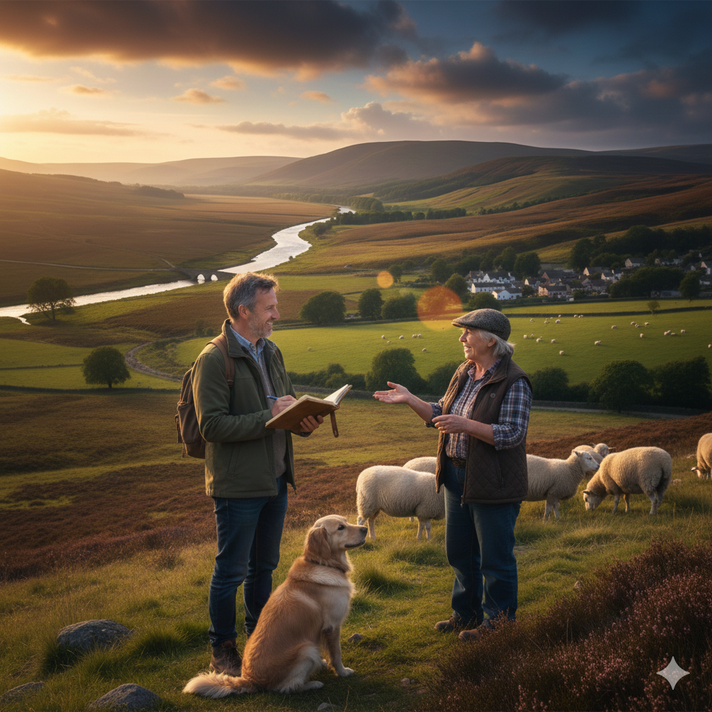 man talking to a farmer