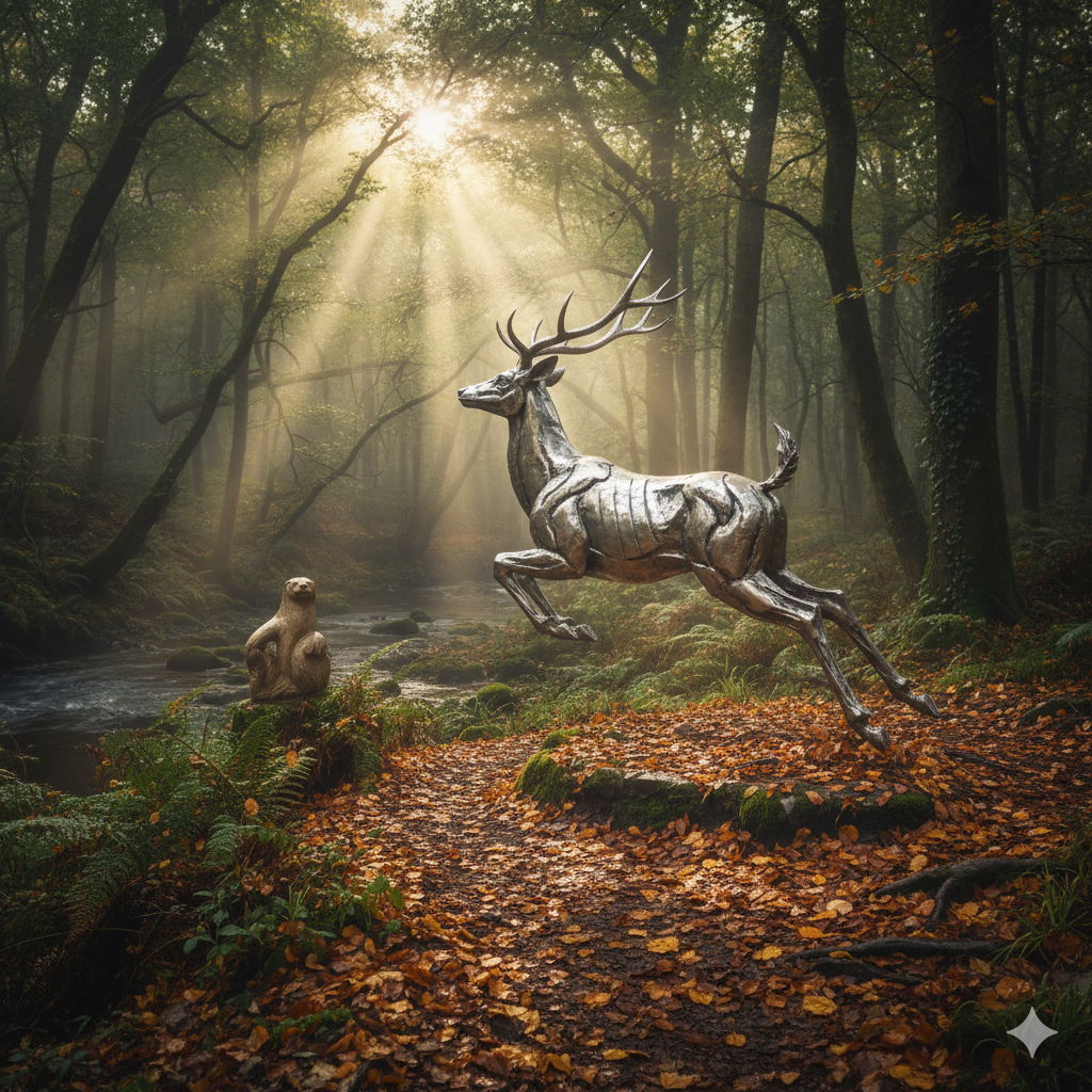 dramatic image of a sculpture on the ribble valley trail