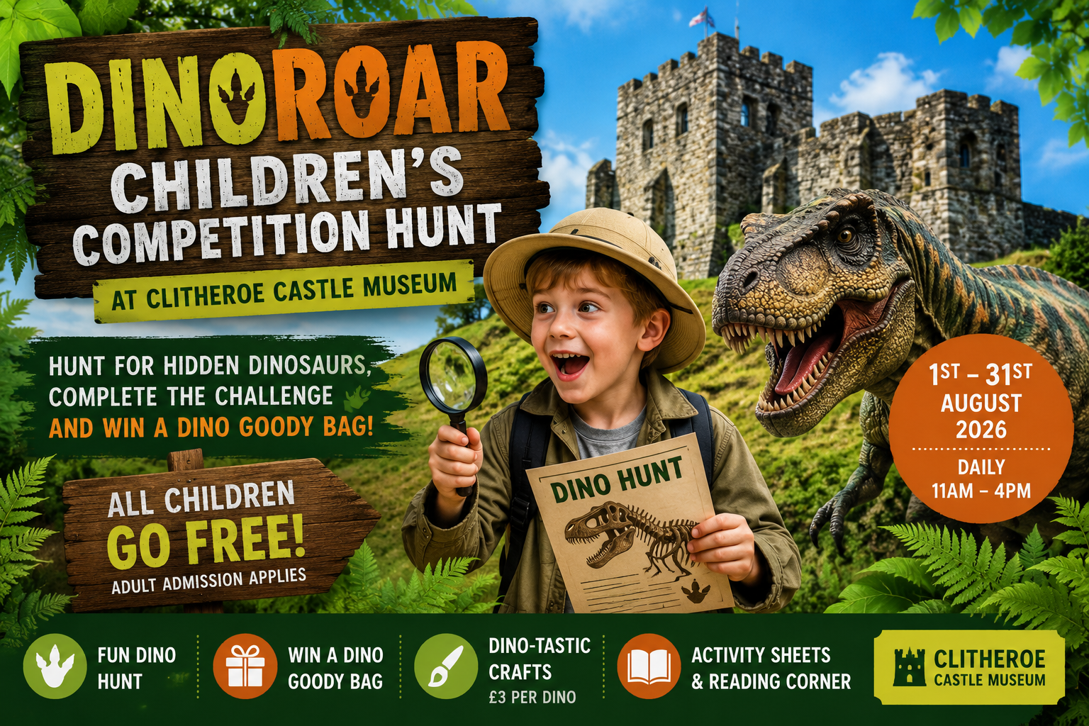 Dinoroar Children's Competition Hunt at Clitheroe Castle | Summer 2026 2 Dinoroar Children’s Competition Hunt at Clitheroe Castle | Summer 2026