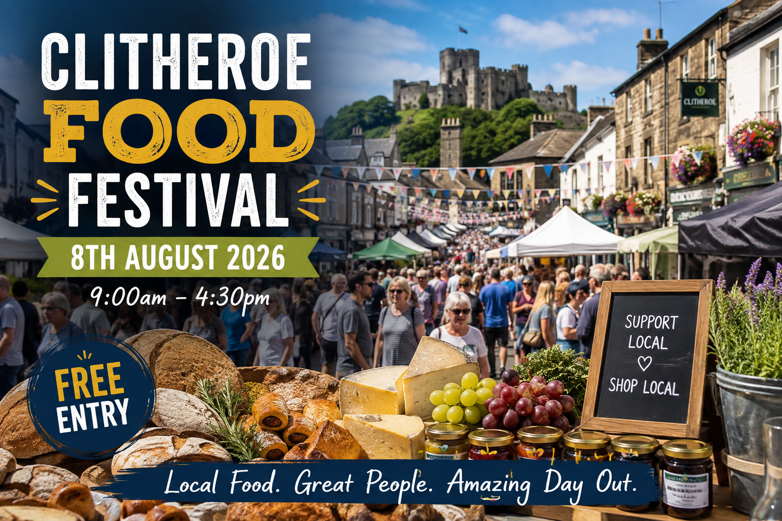 people shopping and visiting the clitheroe food festival 2026