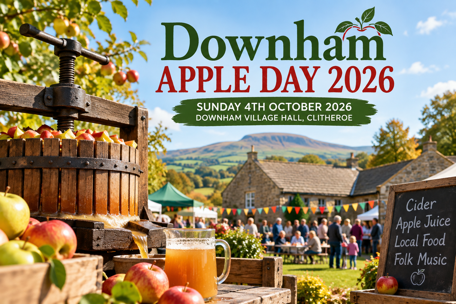Downham Apple Day 2026 – An Autumn Day Out in the Ribble Valley 1 people enjoying downham apple day at the village hall with views of the countryside