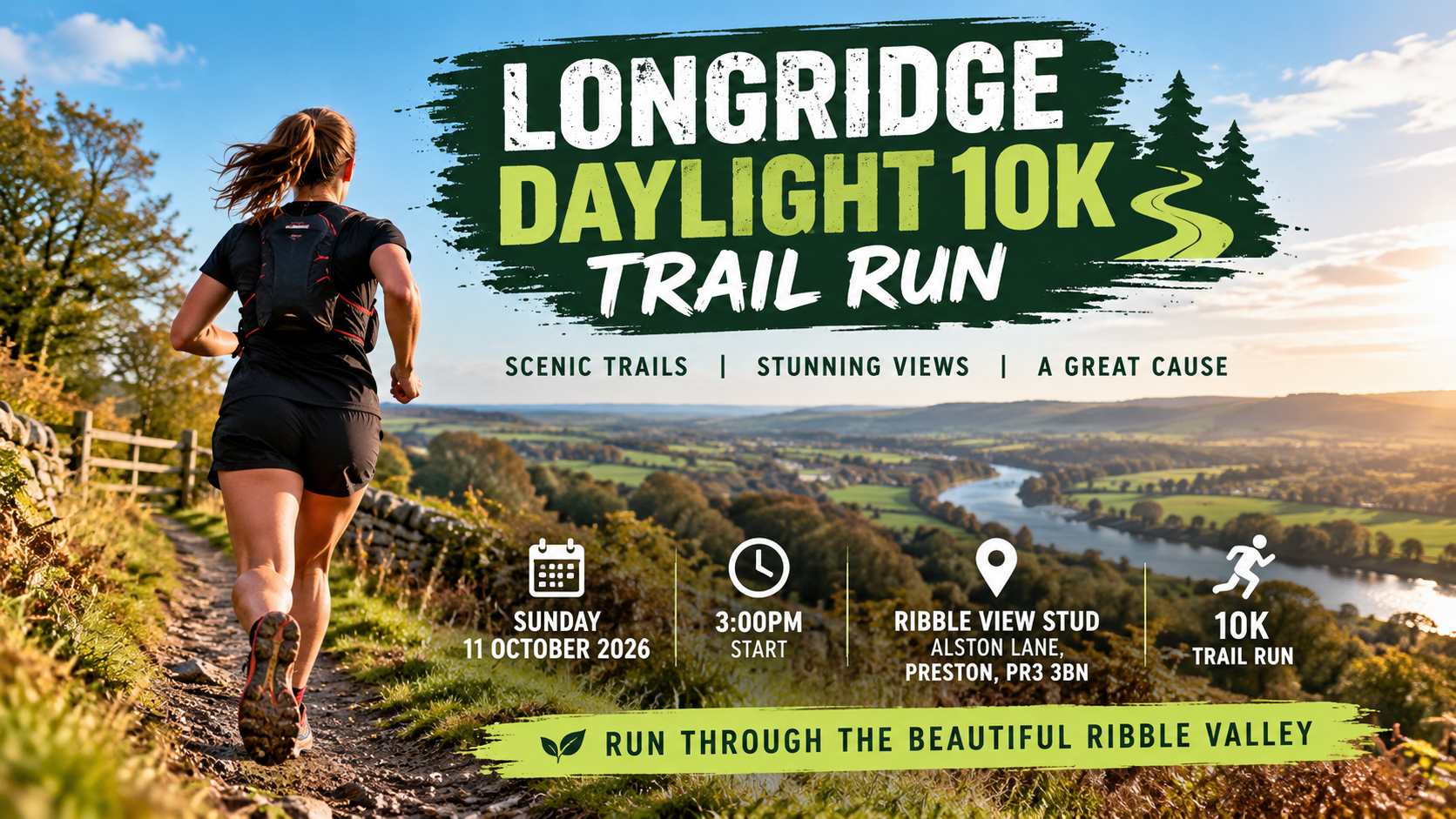 runner navigating a trail for the longridge trail run