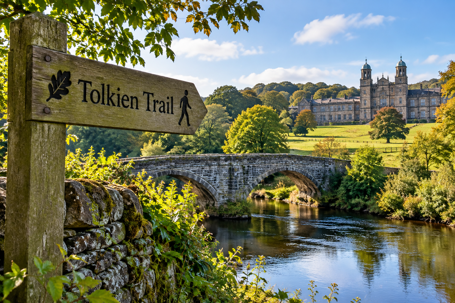 Where Does the Tolkien Trail Start? Hurst Green Guide 1 impression of the tolkien trail with the river and stonyhurst college